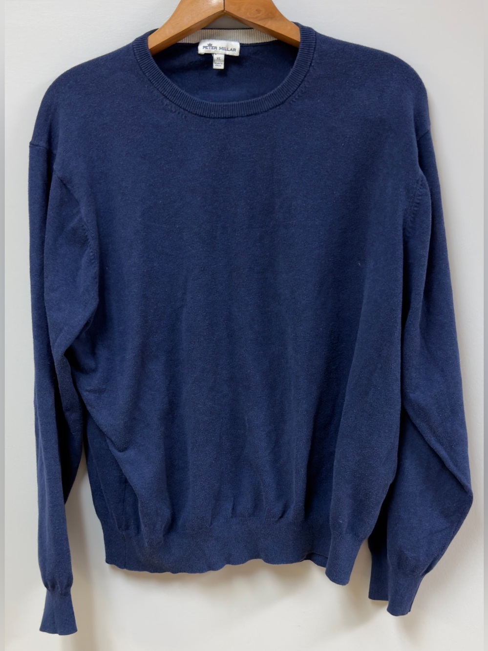 Peter Millar Crewneck Sweater Mens XL Navy Blue Pima Cotton Silk Cashmere Blend